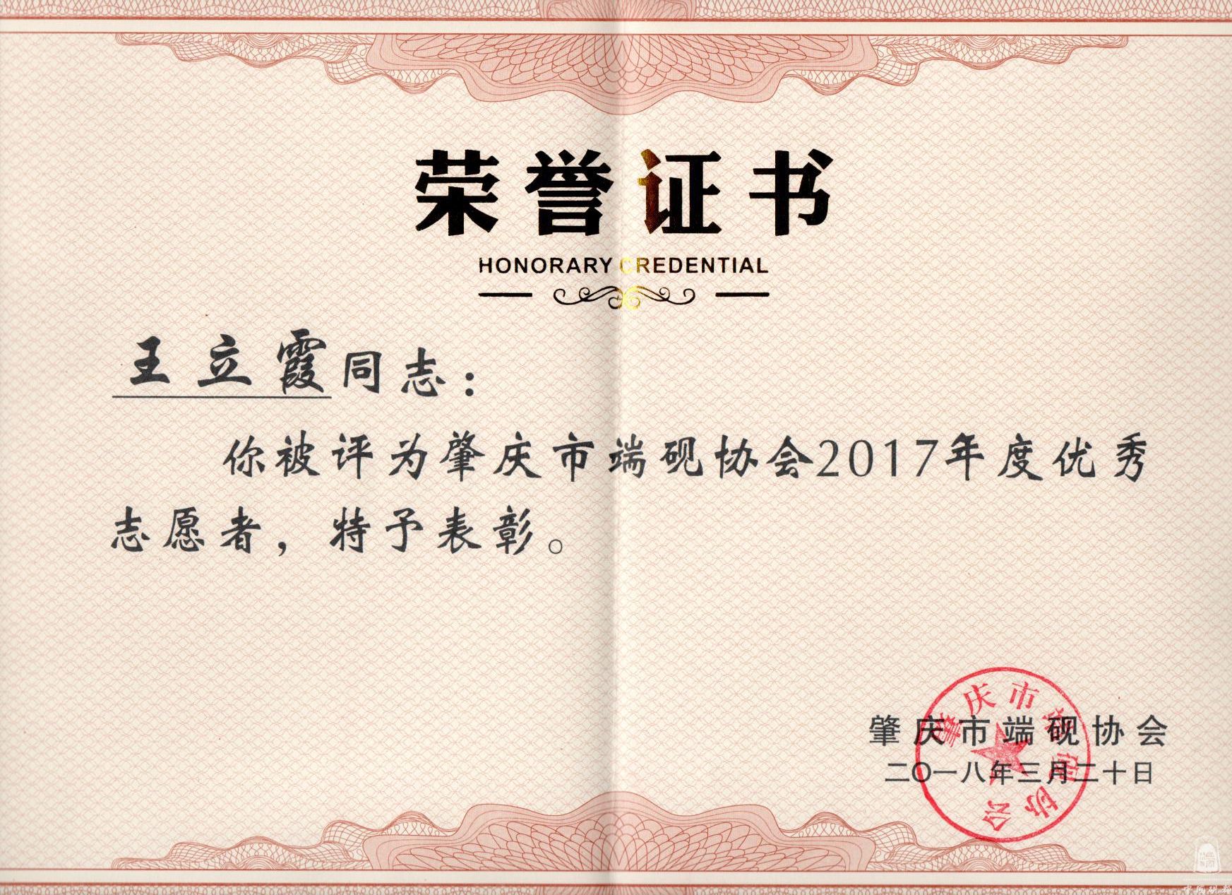 协会2017优秀志愿者