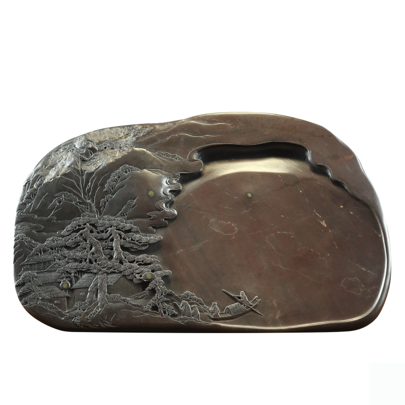 端砚坑仔岩《溪山旅泊》砚