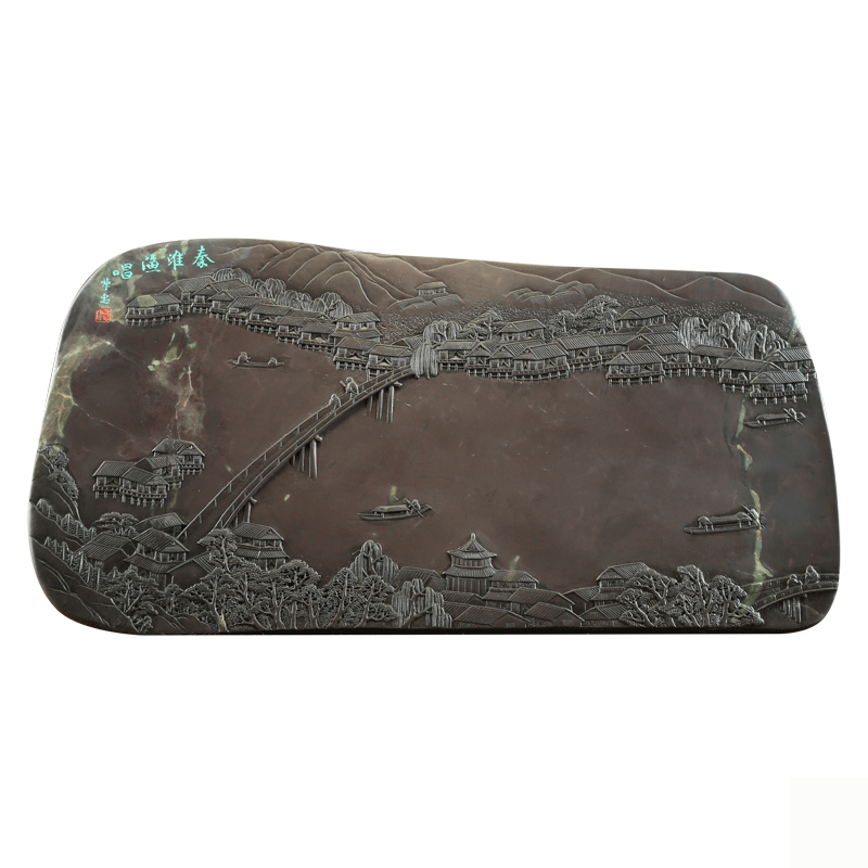 端砚坑仔岩《秦淮渔唱》砚