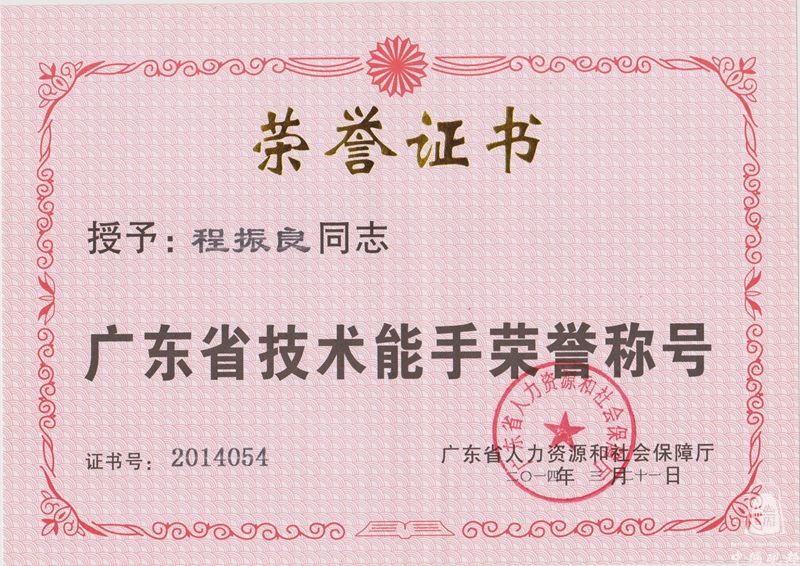 广东省技术能手荣誉称号